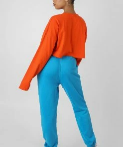 Kaiia DETROIT SUPER CROPPED LONG SLEEVE T-SHIRT ORANGE CLOTHING