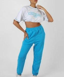 Kaiia CHICAGO ELASTICATED HEM CROPPED T-SHIRT OATMEAL MARL CLOTHING