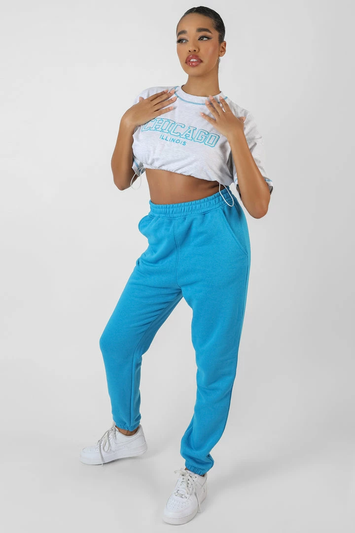 Kaiia CHICAGO ELASTICATED HEM CROPPED T-SHIRT OATMEAL MARL CLOTHING 5 Kaiia CHICAGO ELASTICATED HEM CROPPED T-SHIRT OATMEAL MARL CLOTHING