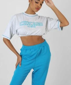 Kaiia CHICAGO ELASTICATED HEM CROPPED T-SHIRT OATMEAL MARL CLOTHING 7 Kaiia CHICAGO ELASTICATED HEM CROPPED T-SHIRT OATMEAL MARL CLOTHING