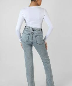 Kaiia FRONT BUTTON LONG SLEEVE RIBBED BODYSUIT WHITE 8 Kaiia FRONT BUTTON LONG SLEEVE RIBBED BODYSUIT WHITE