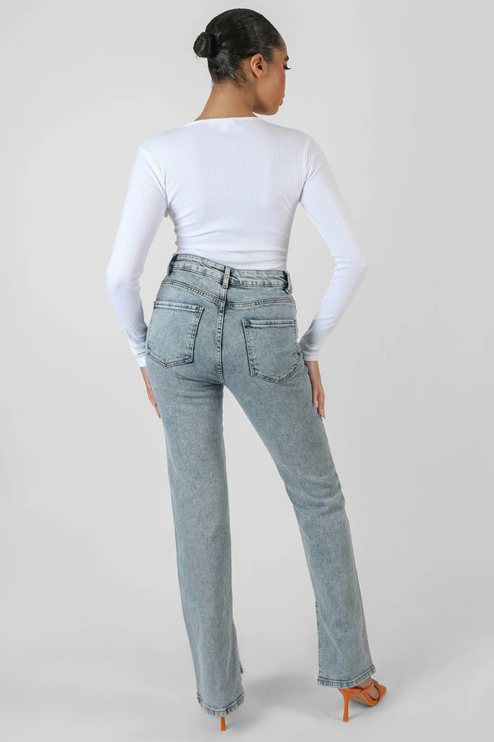 Kaiia FRONT BUTTON LONG SLEEVE RIBBED BODYSUIT WHITE 5 Kaiia FRONT BUTTON LONG SLEEVE RIBBED BODYSUIT WHITE