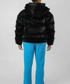 Kaiia HIGH SHINE HOLOGRAPHIC OVERSIZED PUFFER BLACK