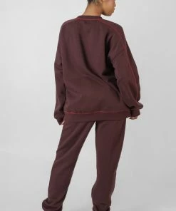 Kaiia CLOTHING CONTRAST STITCH 90'S JOGGERS AUBERGINE
