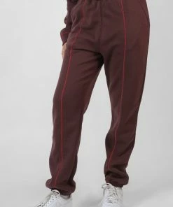 Kaiia CLOTHING CONTRAST STITCH 90'S JOGGERS AUBERGINE