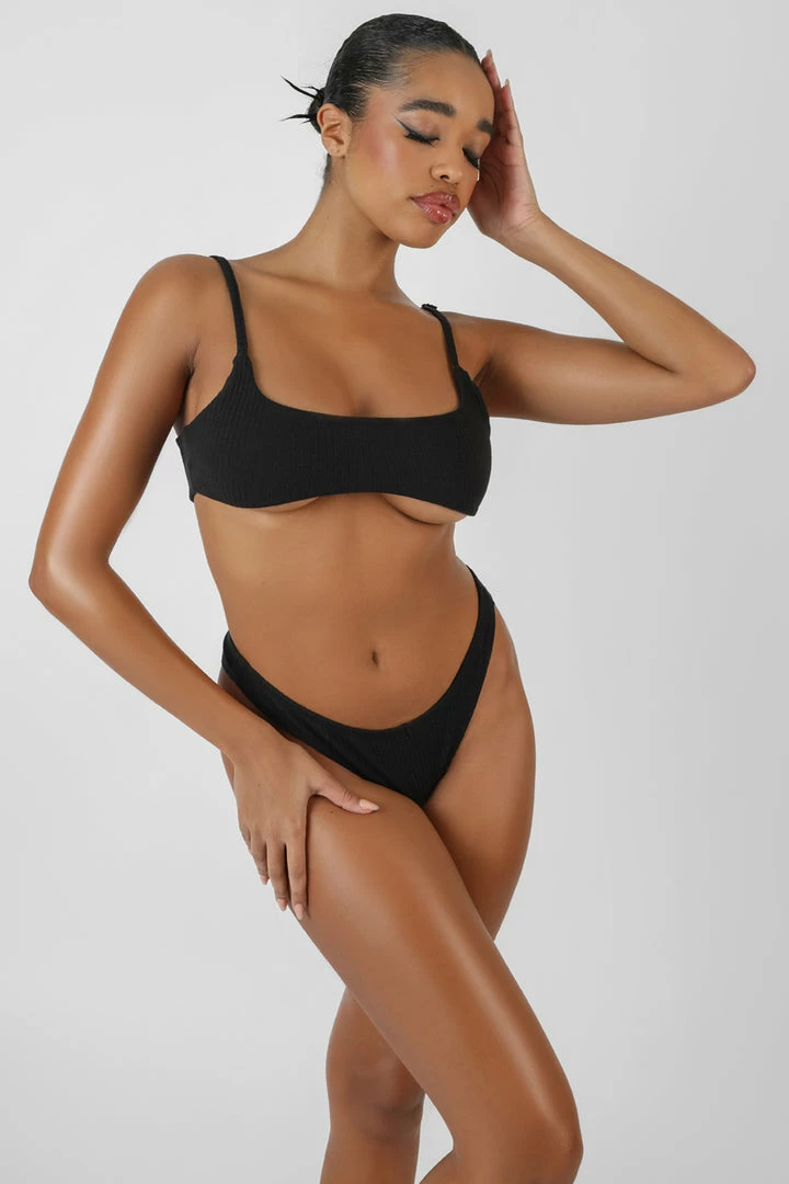 Kaiia CLOTHING V FRONT CHEEKY BUM KNICKER BLACK 5 Kaiia CLOTHING V FRONT CHEEKY BUM KNICKER BLACK