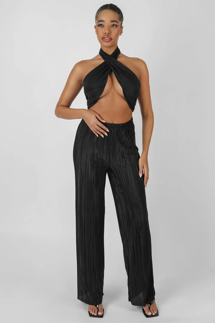 Kaiia PLISSE TROUSER BLACK CLOTHING 3 Kaiia PLISSE TROUSER BLACK CLOTHING