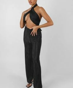 Kaiia PLISSE TROUSER BLACK CLOTHING