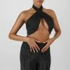 Kaiia CLOTHING PLISSE WRAP UNDERBUST TOP BLACK 2 Kaiia CLOTHING PLISSE WRAP UNDERBUST TOP BLACK