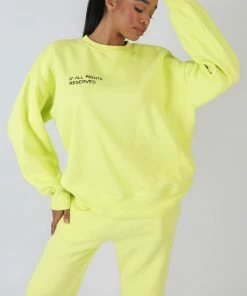Kaiia TEXT DETAIL OVERSIZED SWEAT LIME CLOTHING