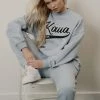 Kaiia VARSITY EMBROIDERY SWEATSHIRT ICE BLUE 1 Kaiia VARSITY EMBROIDERY SWEATSHIRT ICE BLUE