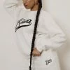 Kaiia CLOTHING VARSITY EMBROIDERY 90'S JOGGERS ECRU