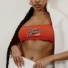 Kaiia VARSITY EMBROIDERY CROP TOP FLAME RED