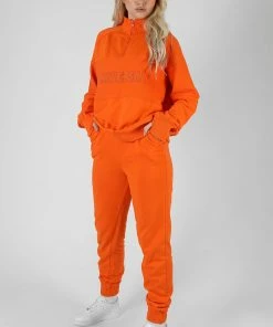 Kaiia CLOTHING UNIVERSAL REVERSE PANEL HALF ZIP SWEATSHIRT ORANGE